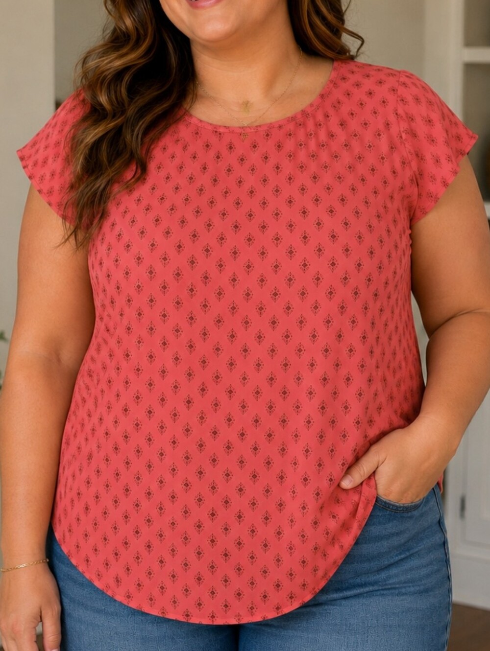 Lilly White Coral Blouse Large